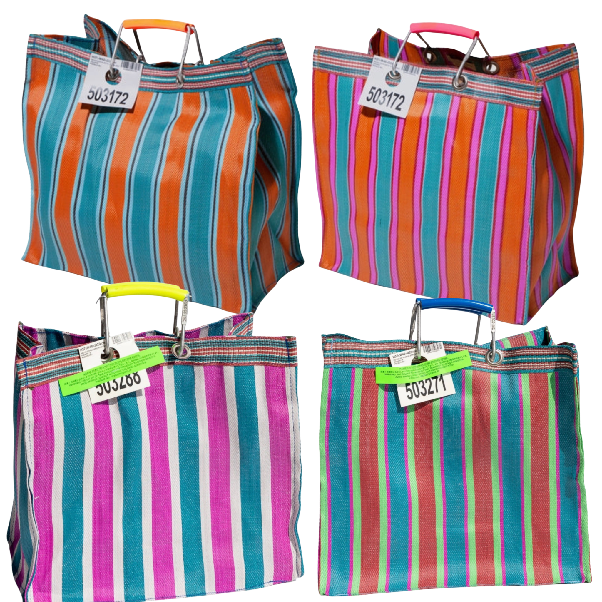 Recycled Plastic Stripe Bag - Square