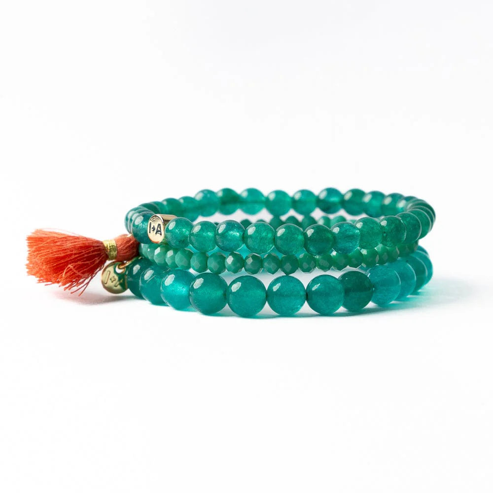 Addison Set Of 3 Stretch Bracelets Glass And Crystal With Gift  Bag