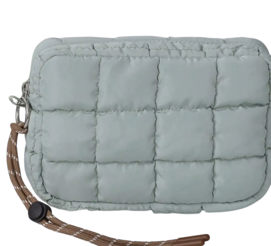 Nylon Quilted Puffer Clutch/Pouch