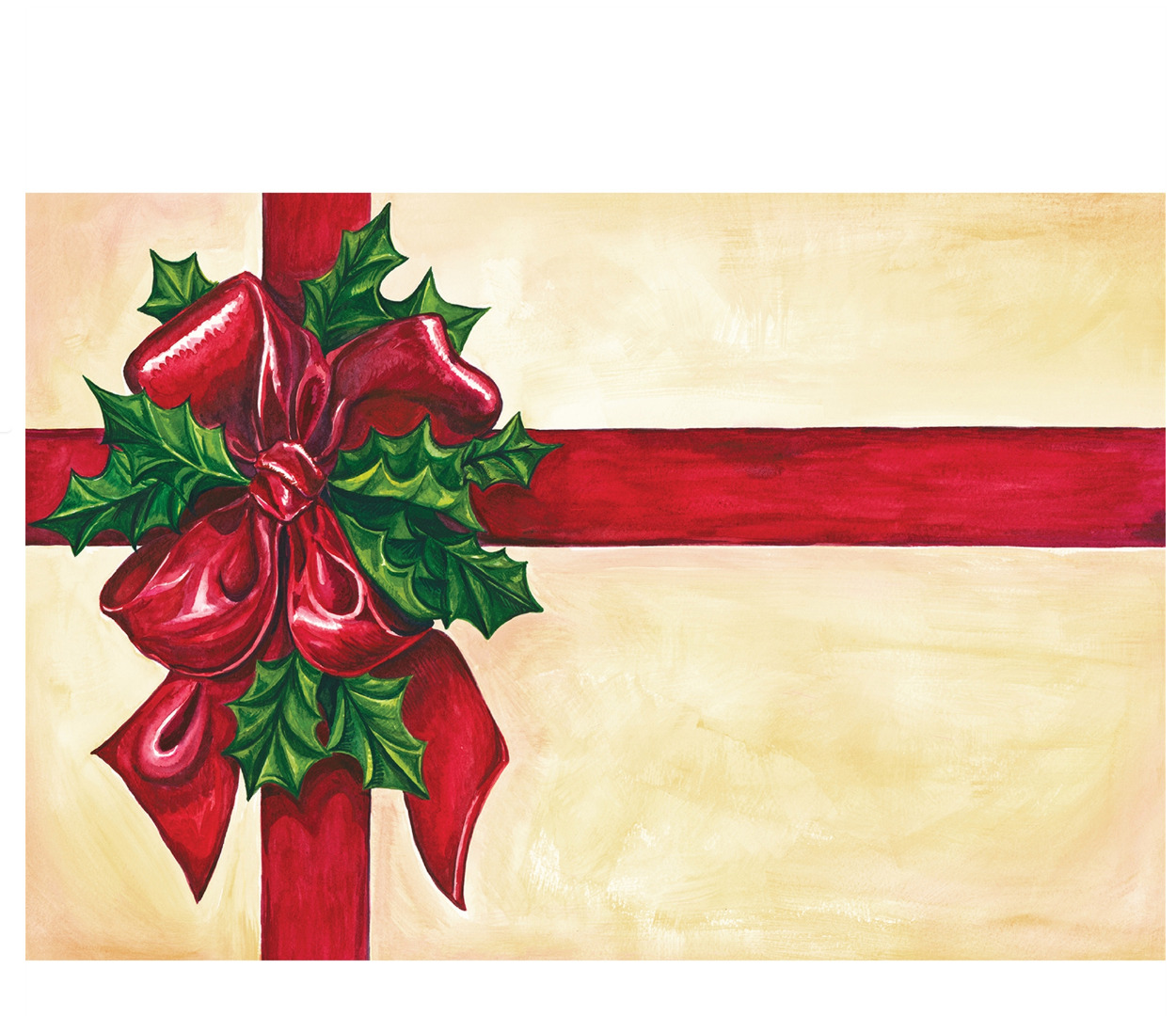 red ribbon gift  place mats