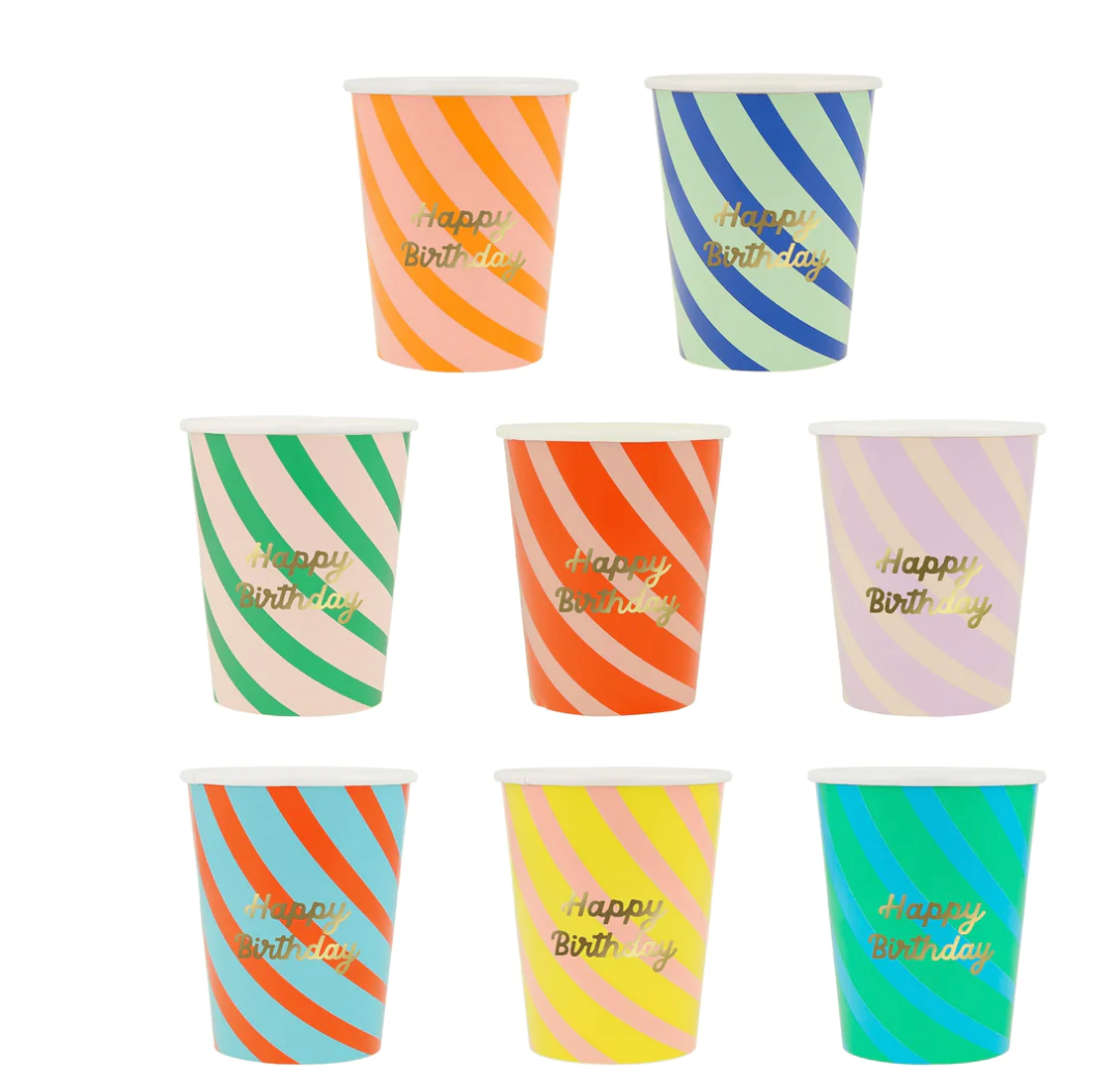 Striped Birthday Cups