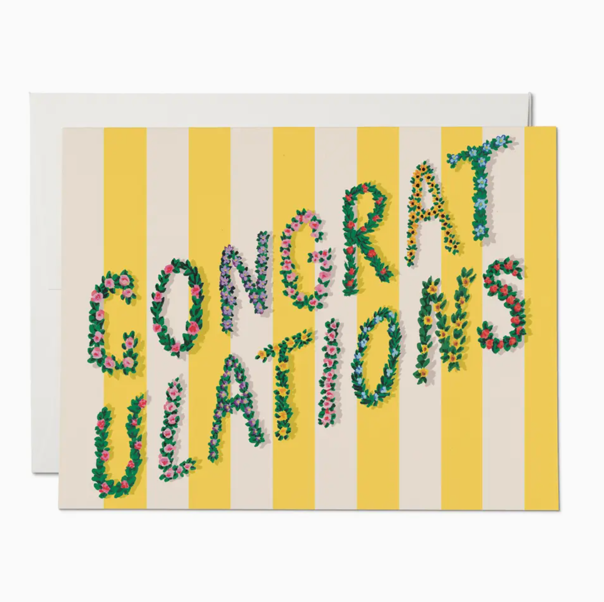 Yellow Stripes Congrats Congratulations Greeting Card