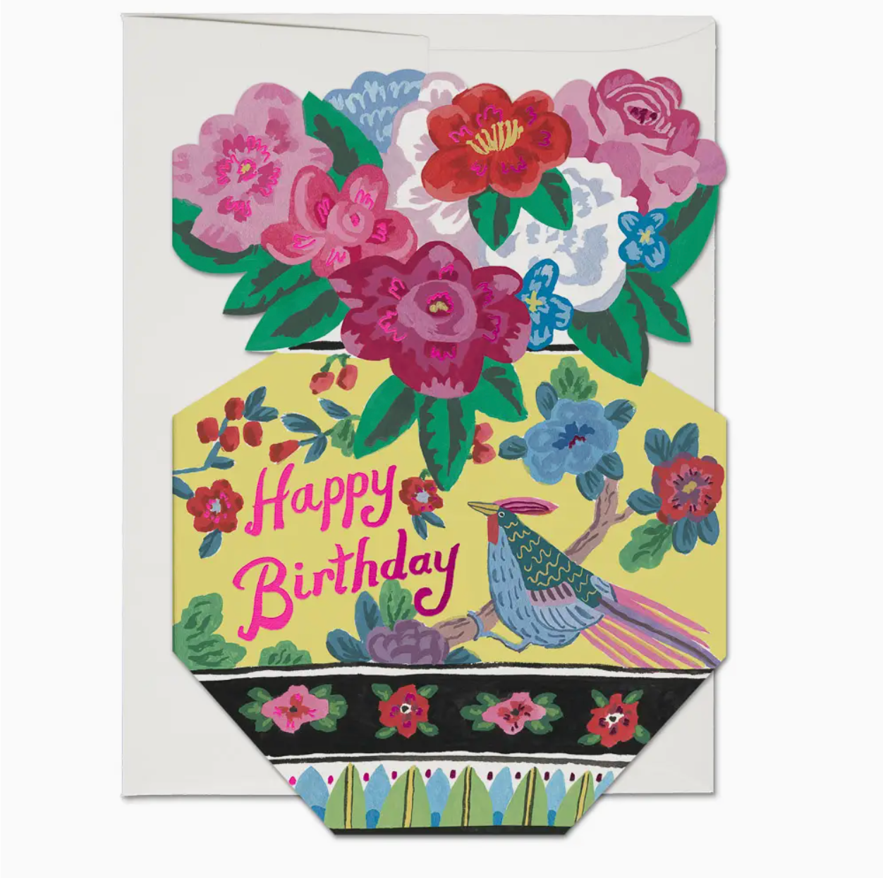 Ornate Flower Vase Birthday Greeting Card