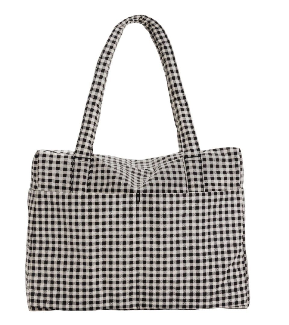 BW gingham: cloud carry on