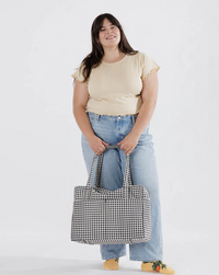 BW gingham: cloud carry on