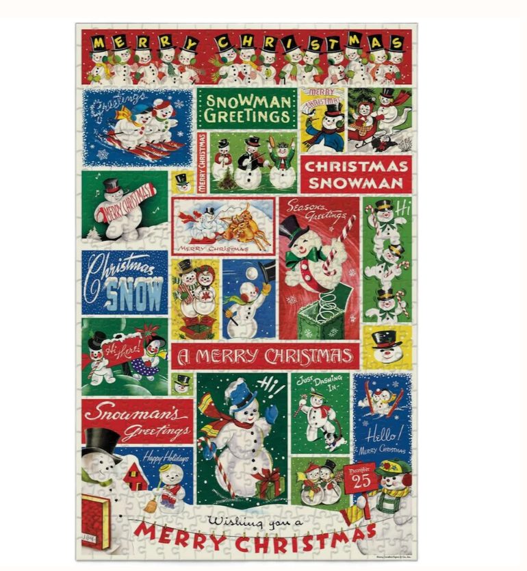 Snowman 500-Piece Vintage- Style Christmas  Jigsaw Puzzle