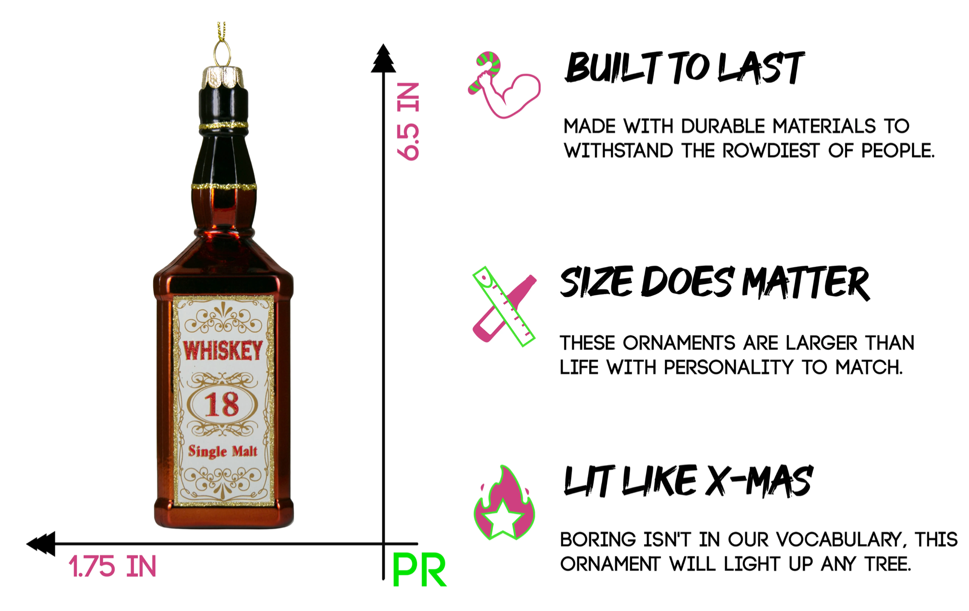 Whiskey Bottle Glass Ornament