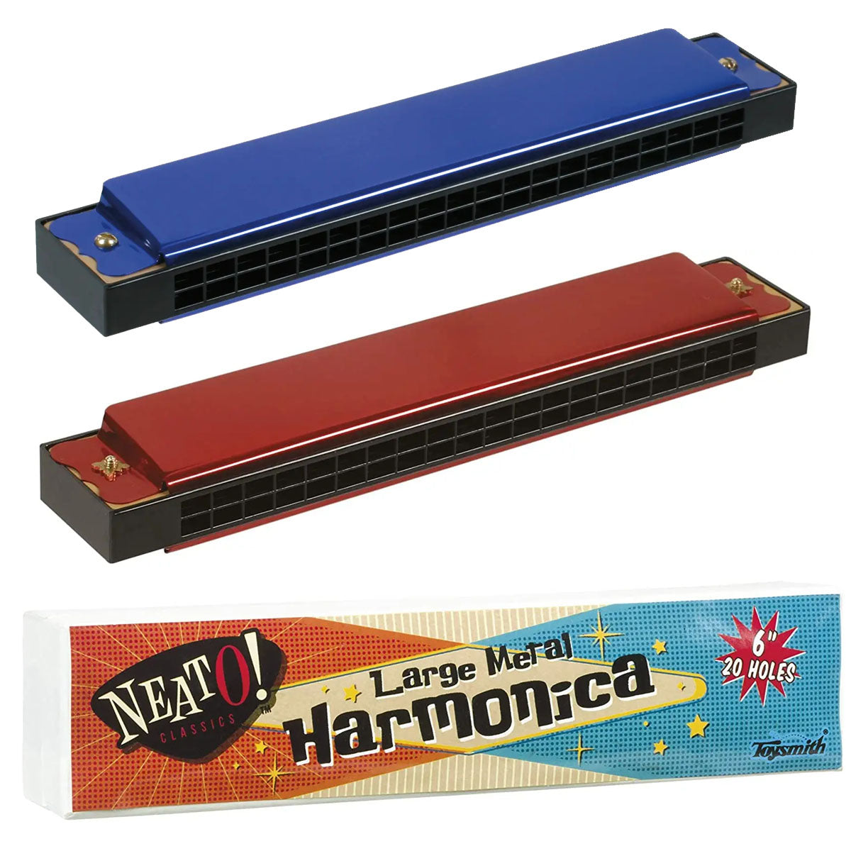 Large 6" Metal Harmonica with Case