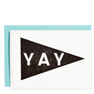 Yay Pennant Black - Letterpress Greeting Card