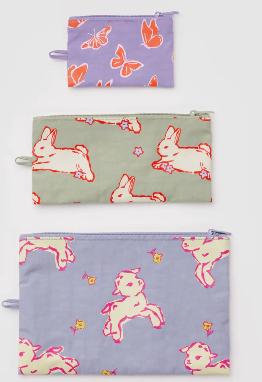 Spring animals flat pouch set: BAGGU