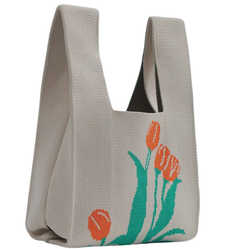 Tulips: mini knit bag