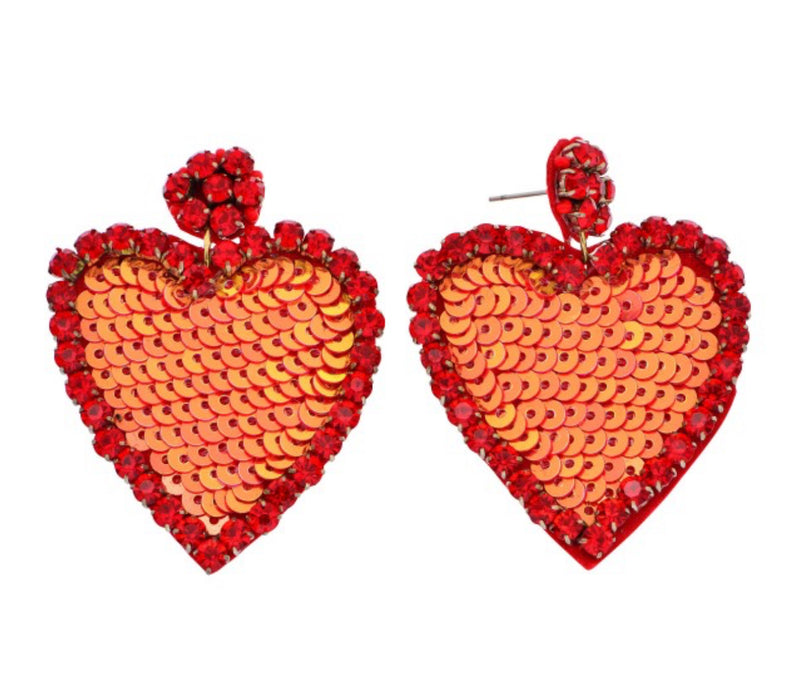 Sequin hearts earring