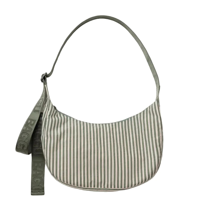 Sage stripe crescent bag (+sizes)