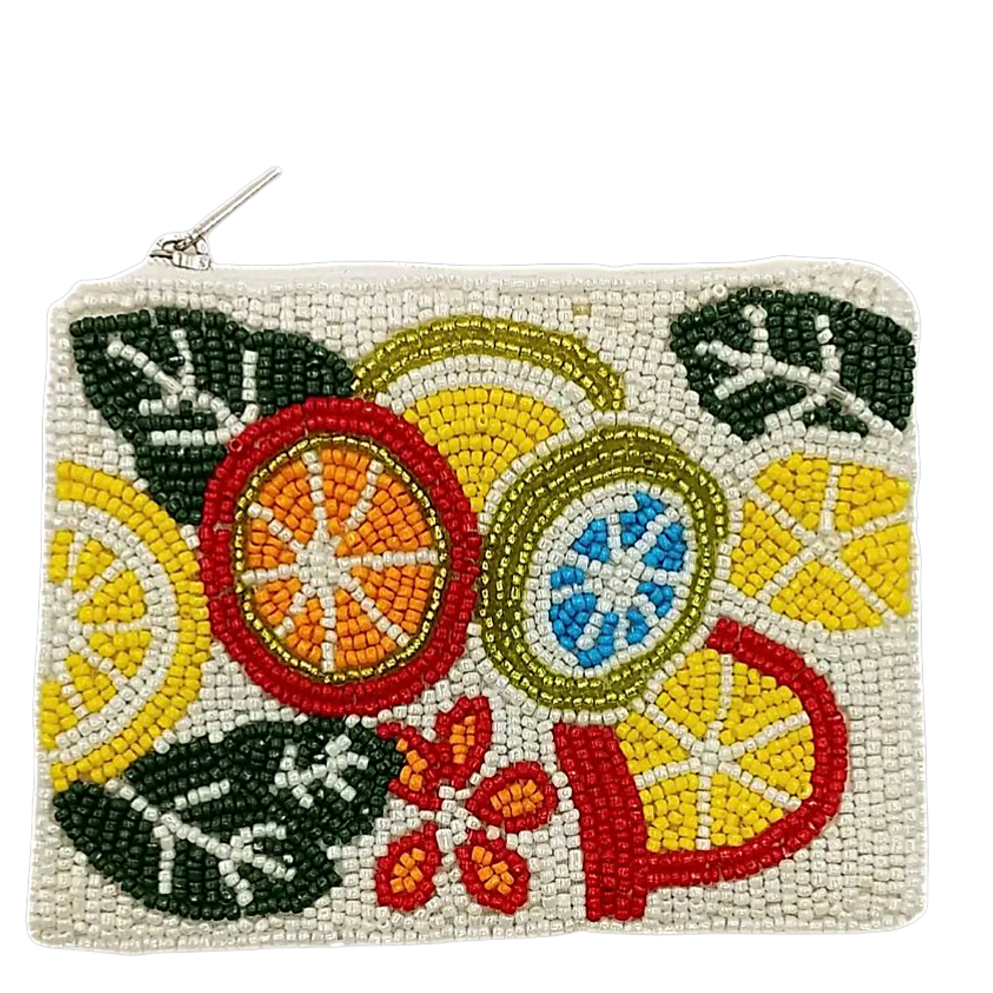 Citrus beaded coin purse