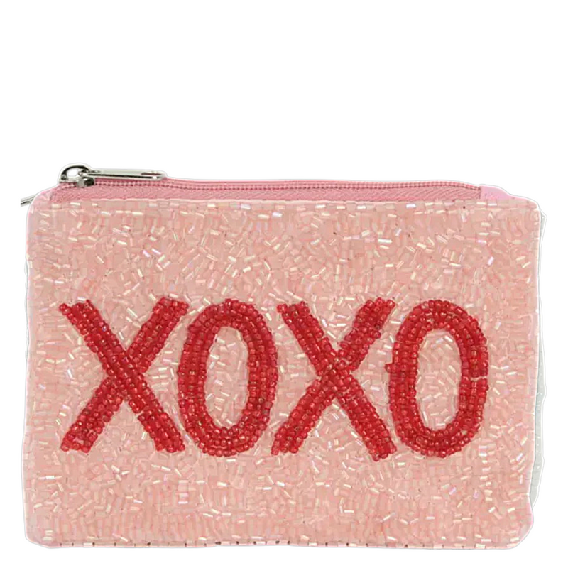 xoxo beaded coin purse