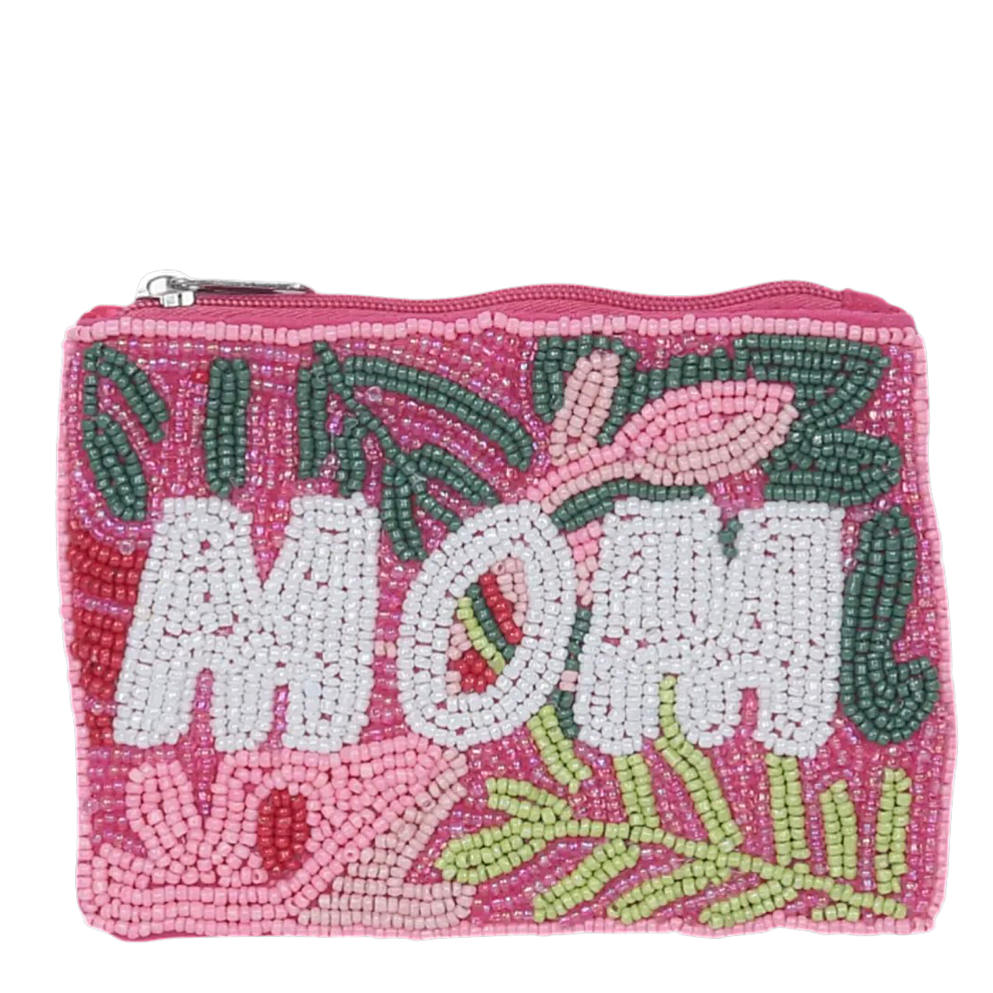 MOM rainbow floral coin purse