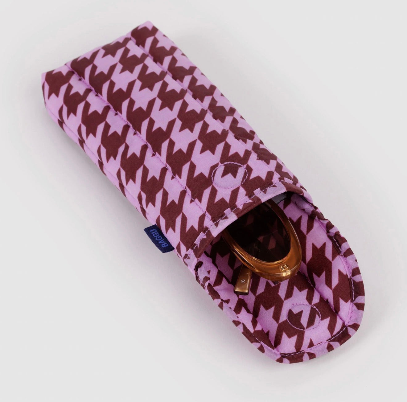 Houndstooth puffy eye glass case