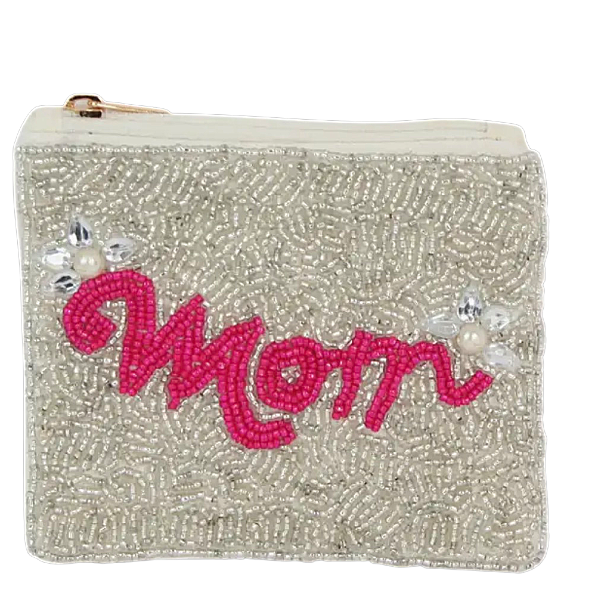 MOM beaded coin purse