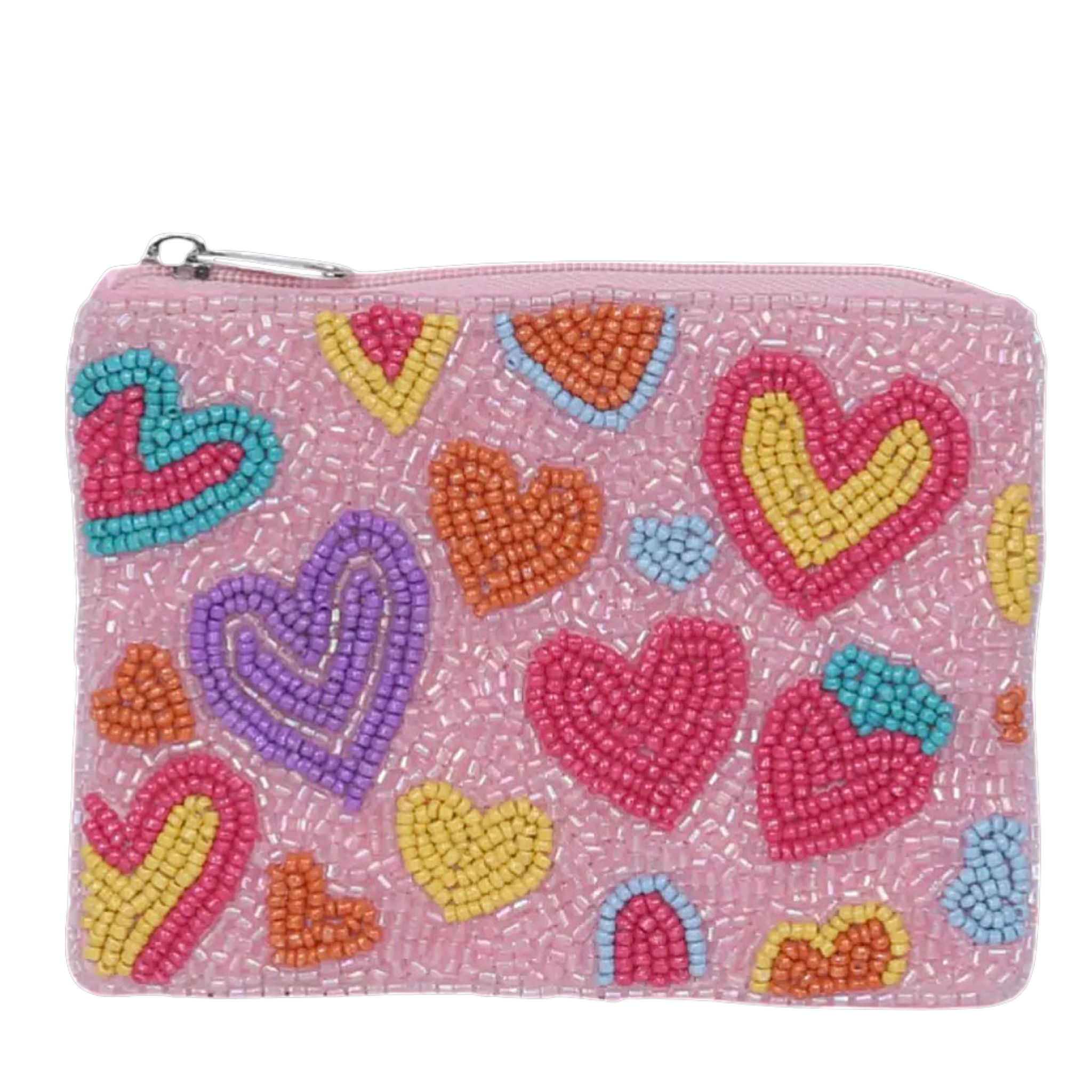 Hearts beaded coin purse