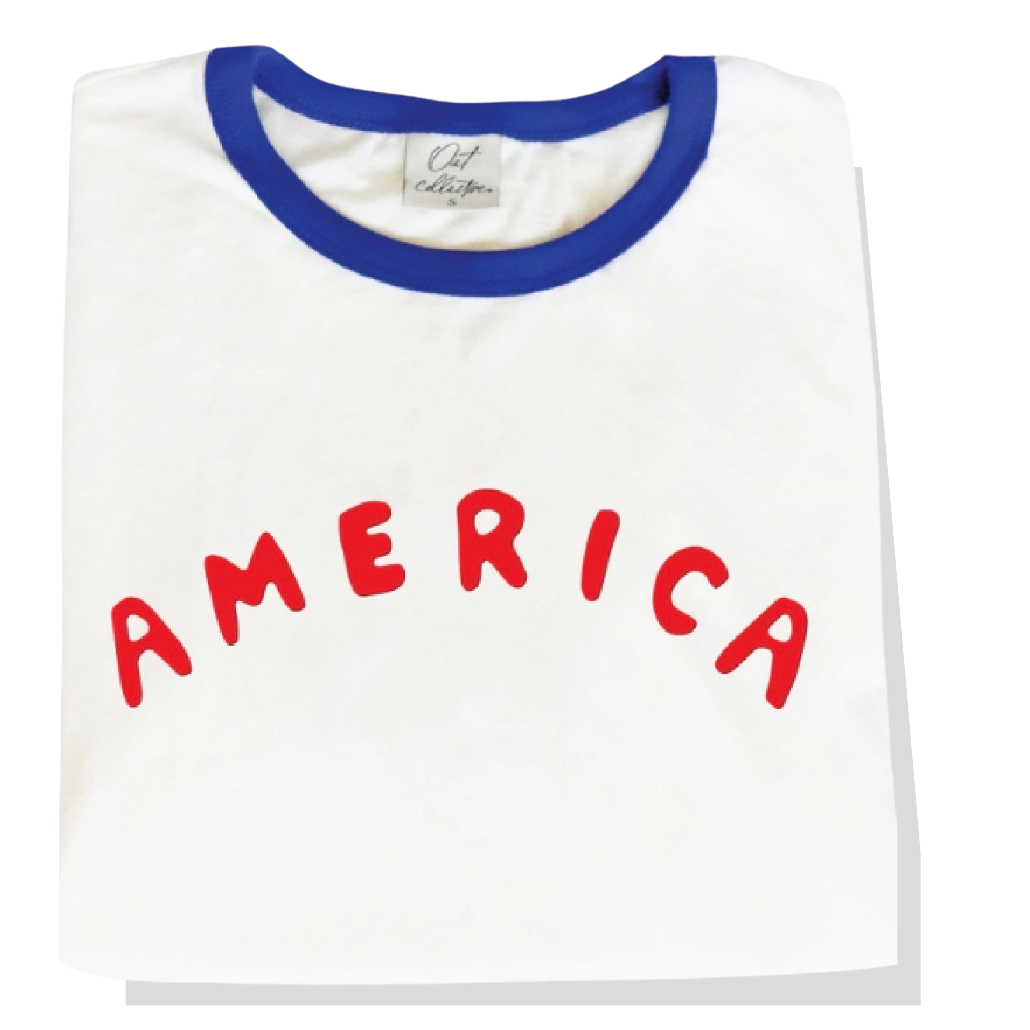 blue: America Puff Ringer Graphic T-Shirt