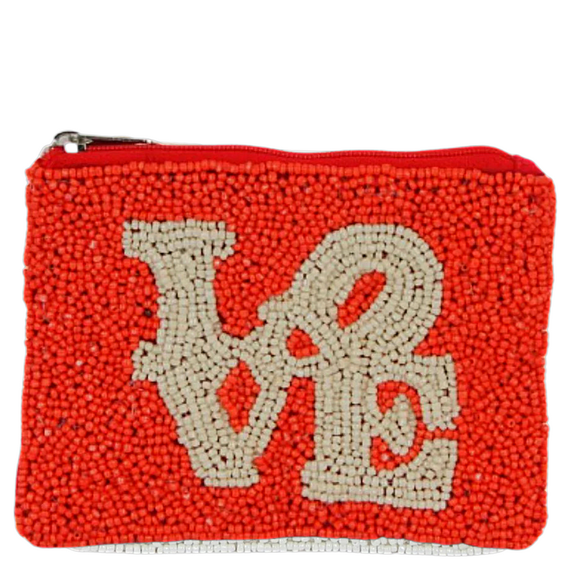 LOVE  beaded coin purse