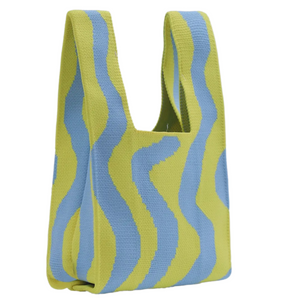 Waves green/blue: mini knit bag