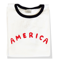 black: America Puff Ringer Graphic T-Shirt