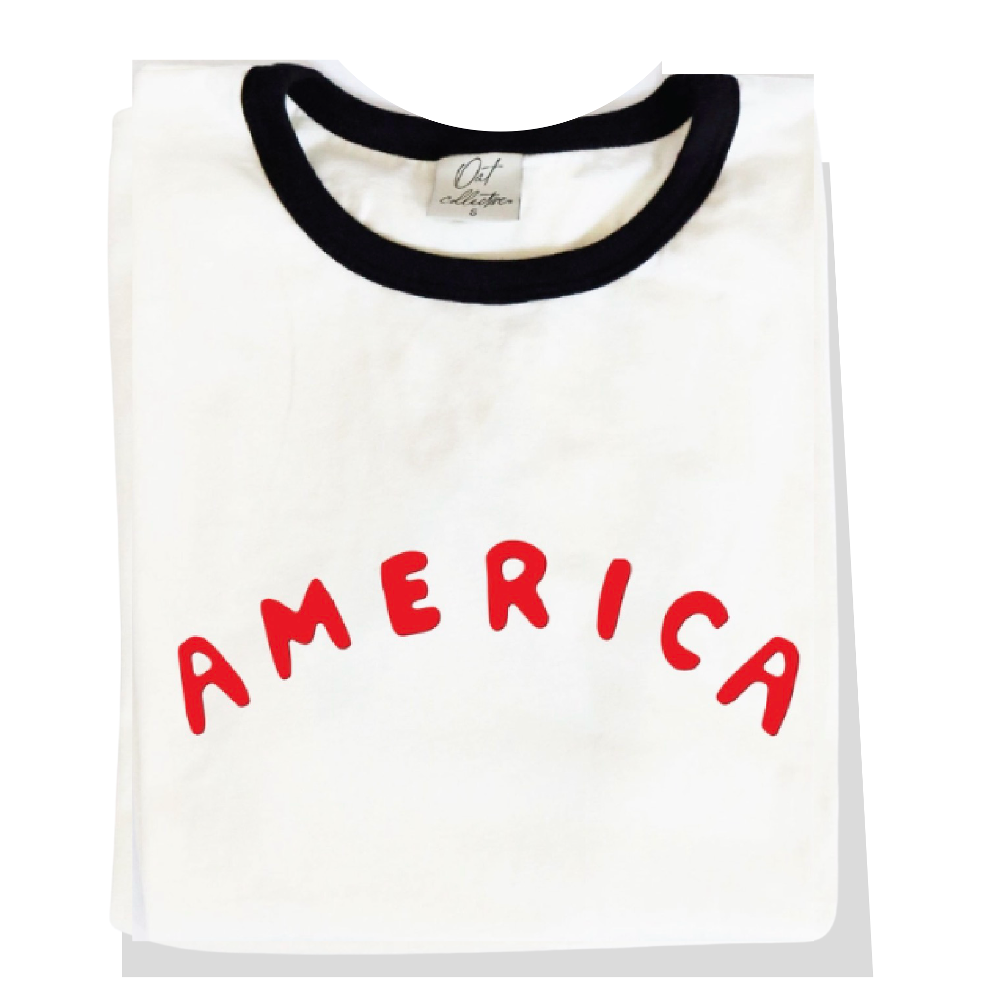 black: America Puff Ringer Graphic T-Shirt