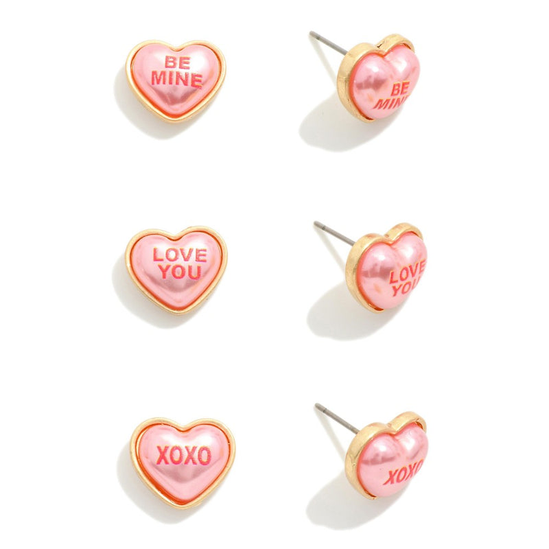 Pink Sentiment heart earrings