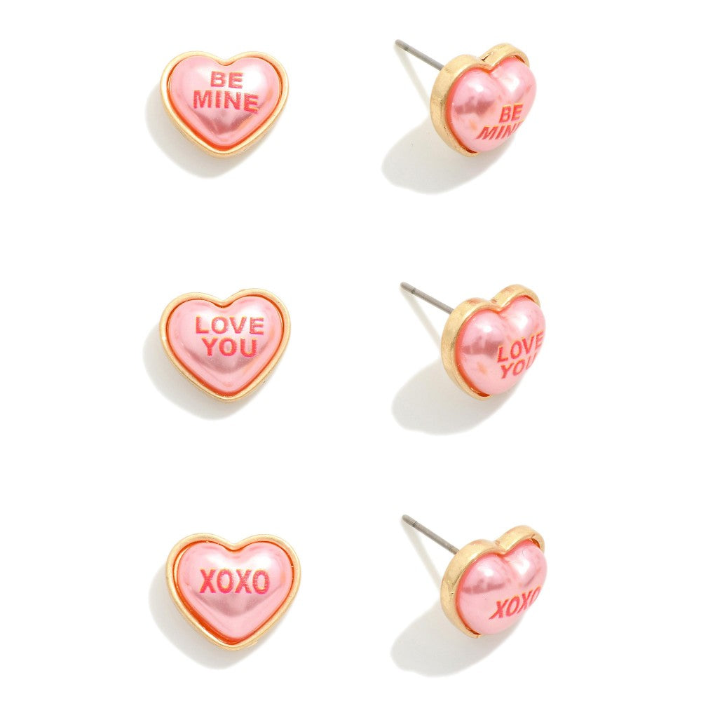 Pink Sentiment heart earrings