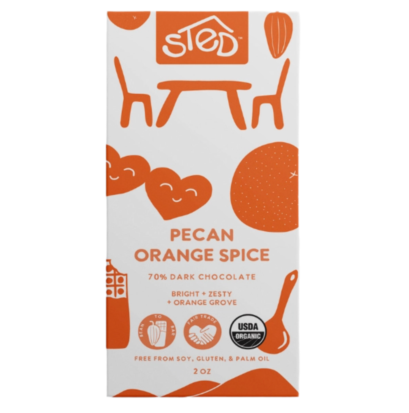 Pecan Orange Spice chocolate bar