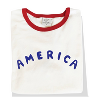 red: America Puff Ringer Graphic T-Shirt