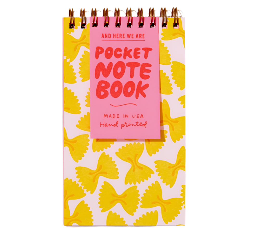 Farfalle Bowtie Pasta Foodie Letterpress Spiral Pocket Size Notebook