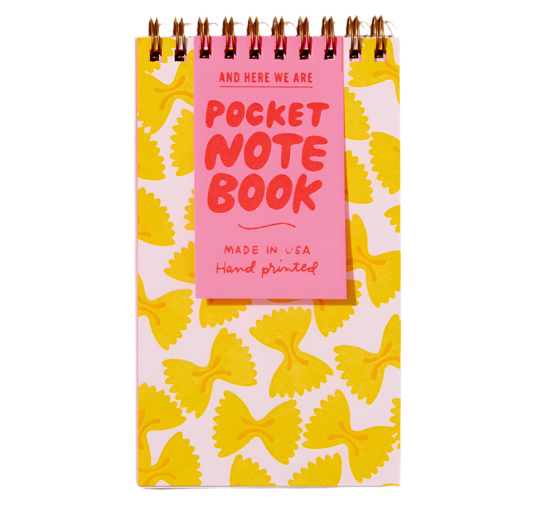 Farfalle Bowtie Pasta Foodie Letterpress Spiral Pocket Size Notebook