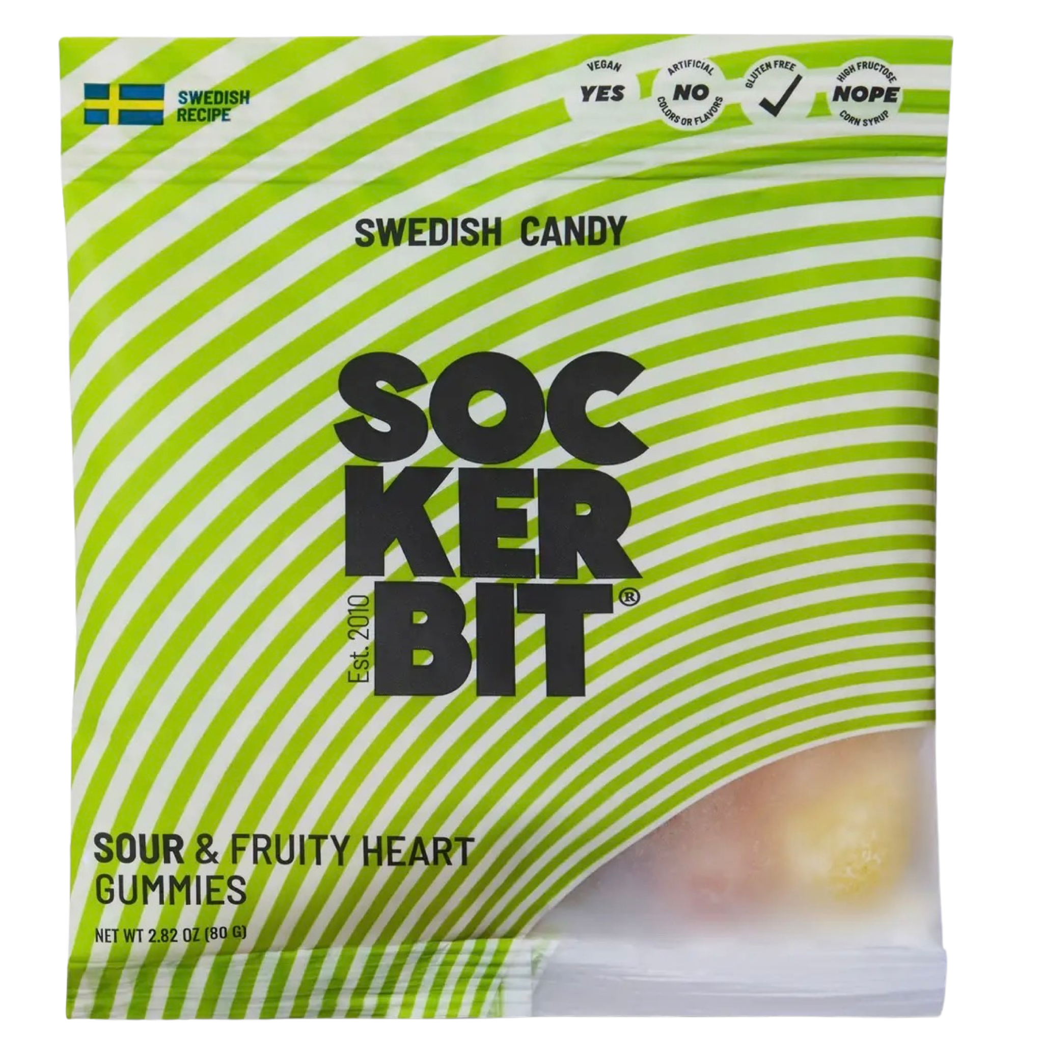 Sour Fruity Heart Gummies Swedish Candy Bag 2.8oz