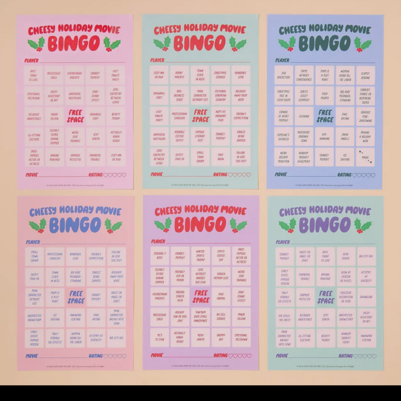 Movie Night Bingo - Cheesy Holiday - Party Game Gift