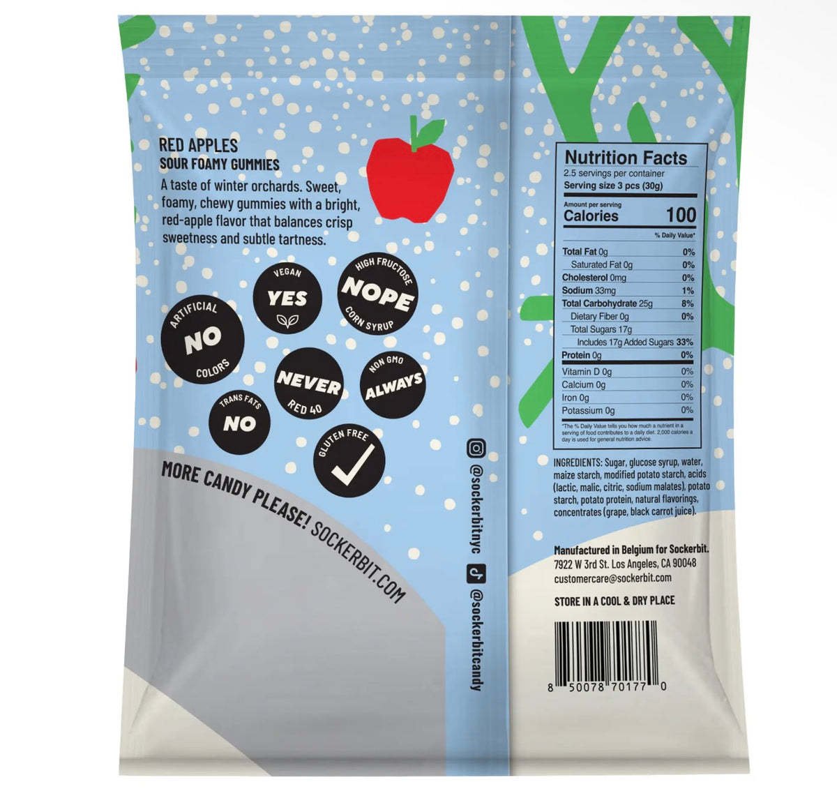 Fizzy Frosted Apples Swedish Candy 2.8oz Holiday Collection