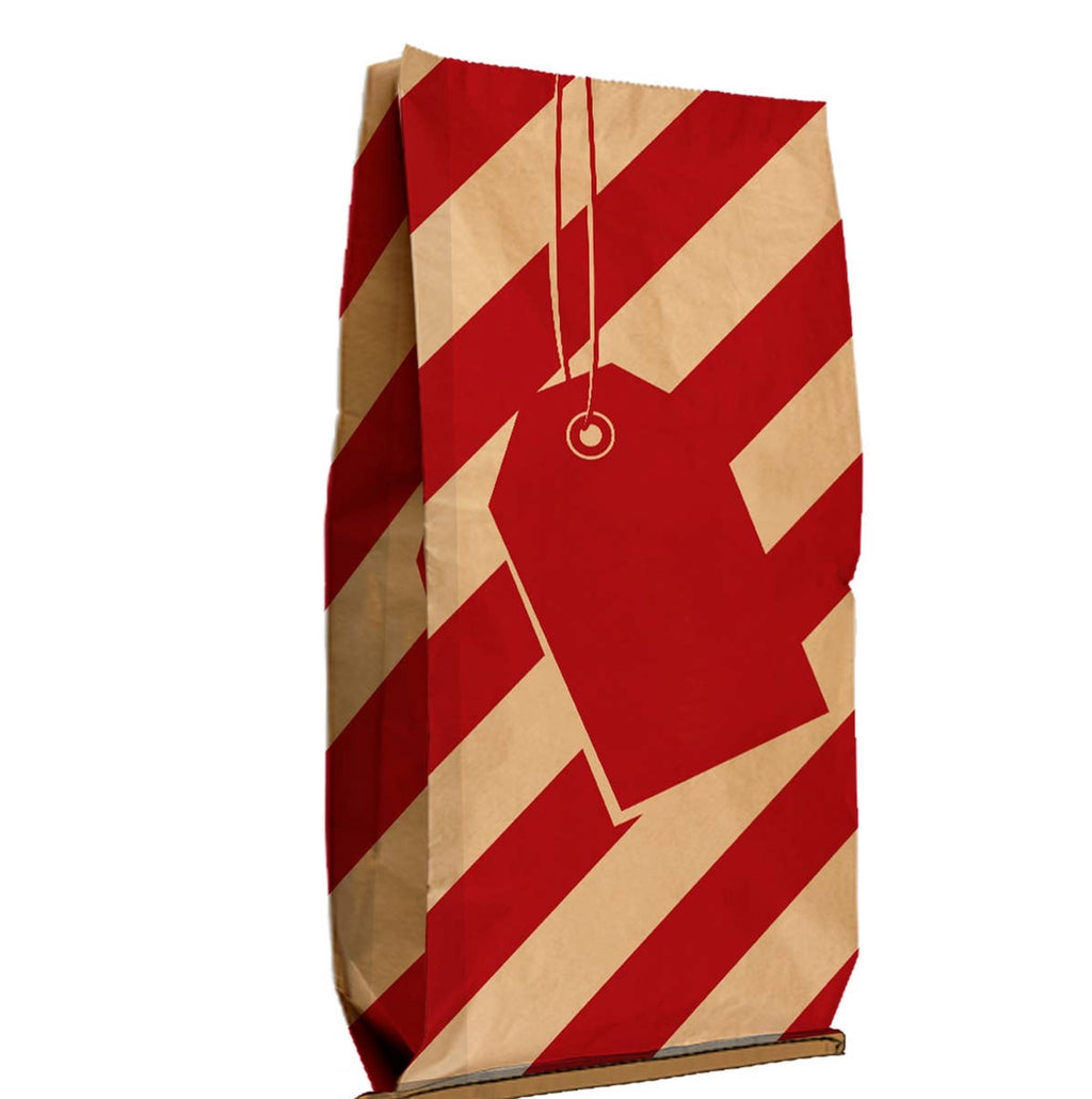 Gift Tag Striped Paper Sack -large