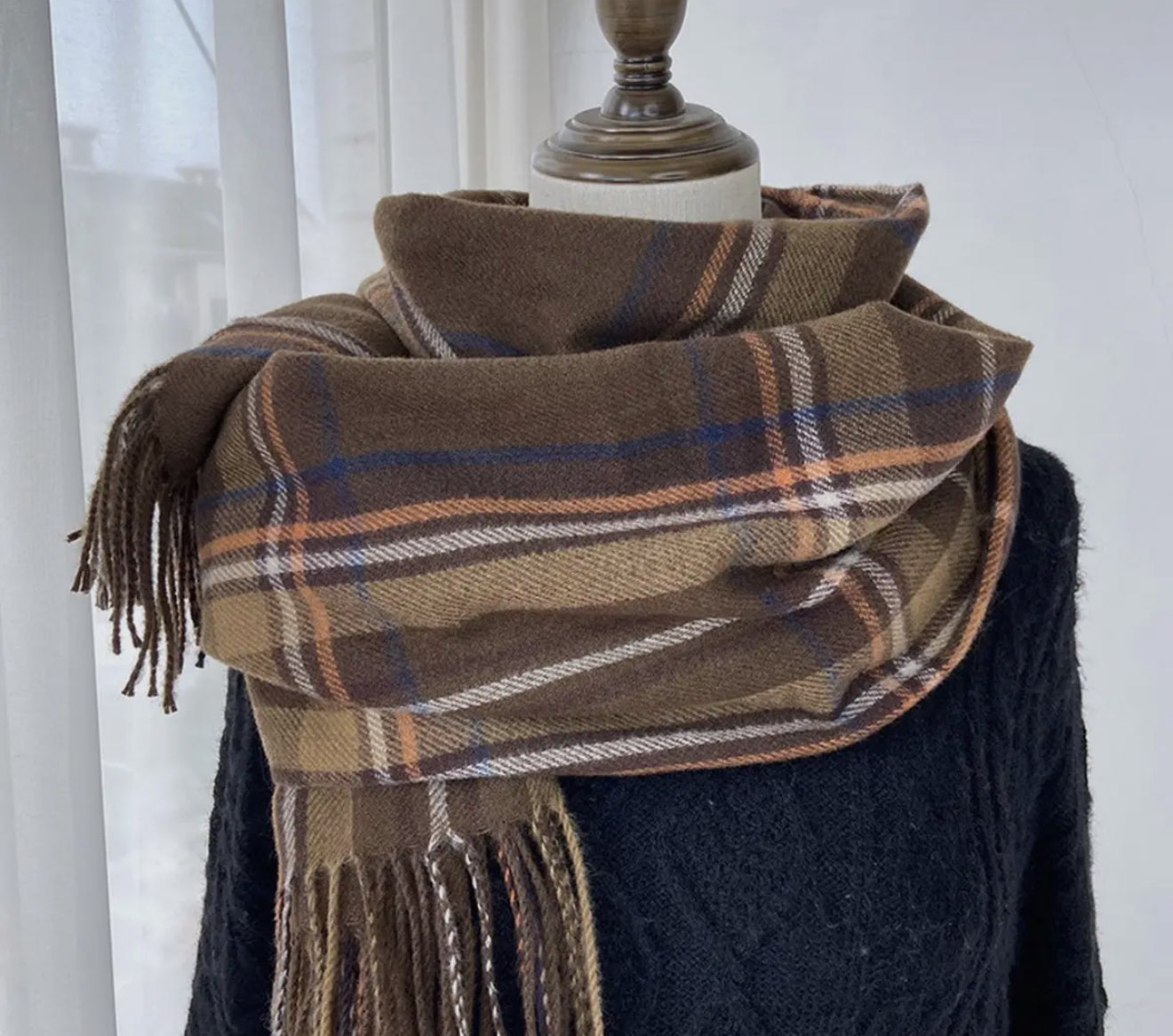 Vintage feel plaid scarf