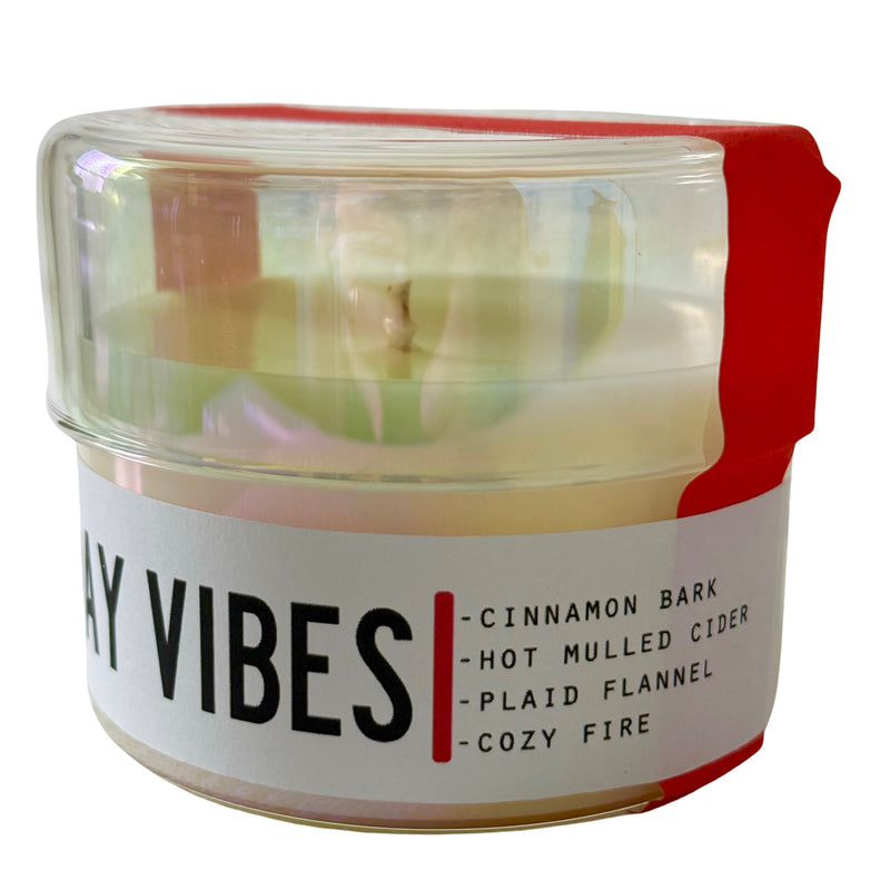 Holiday Candle: iridescent glass vessel