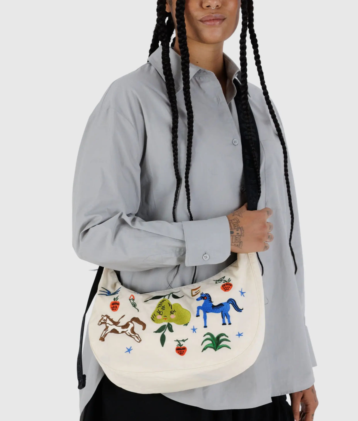 Painted Prairie Embroidery Crescent Med bag