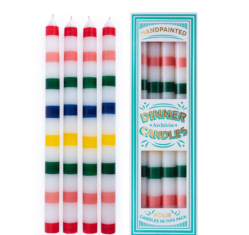 Multi Striped Dinner Candles