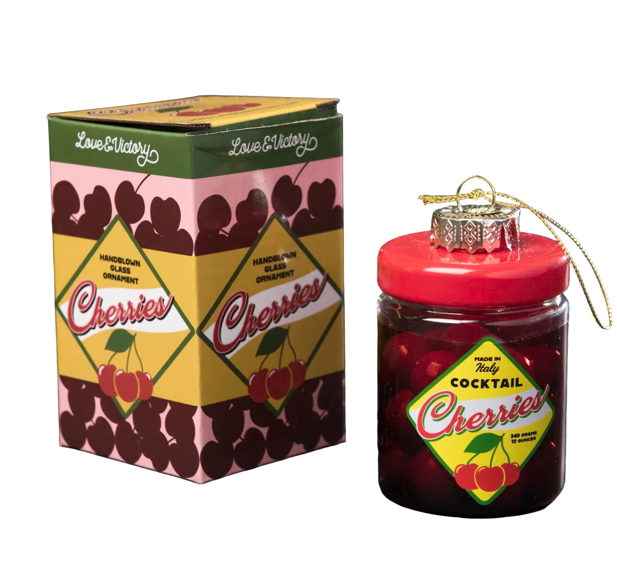 Jar of Cherries Holiday Ornament Christmas Decor