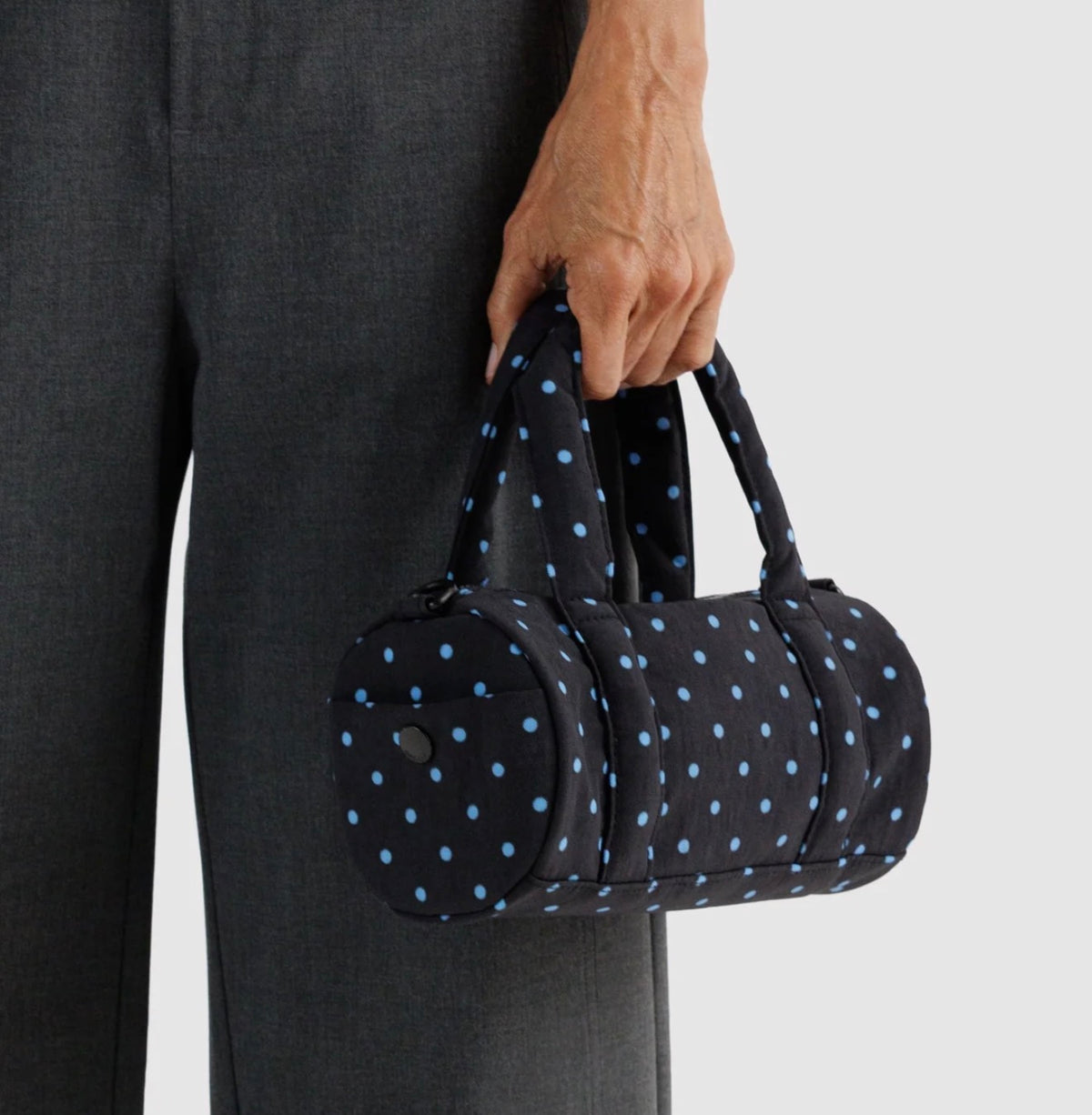 Small black/sky dot nylon duffle BAGGU