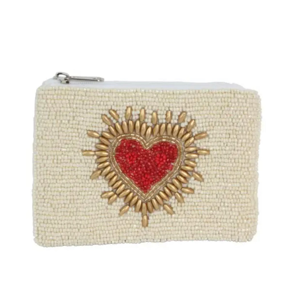 Heart beaded coin purse