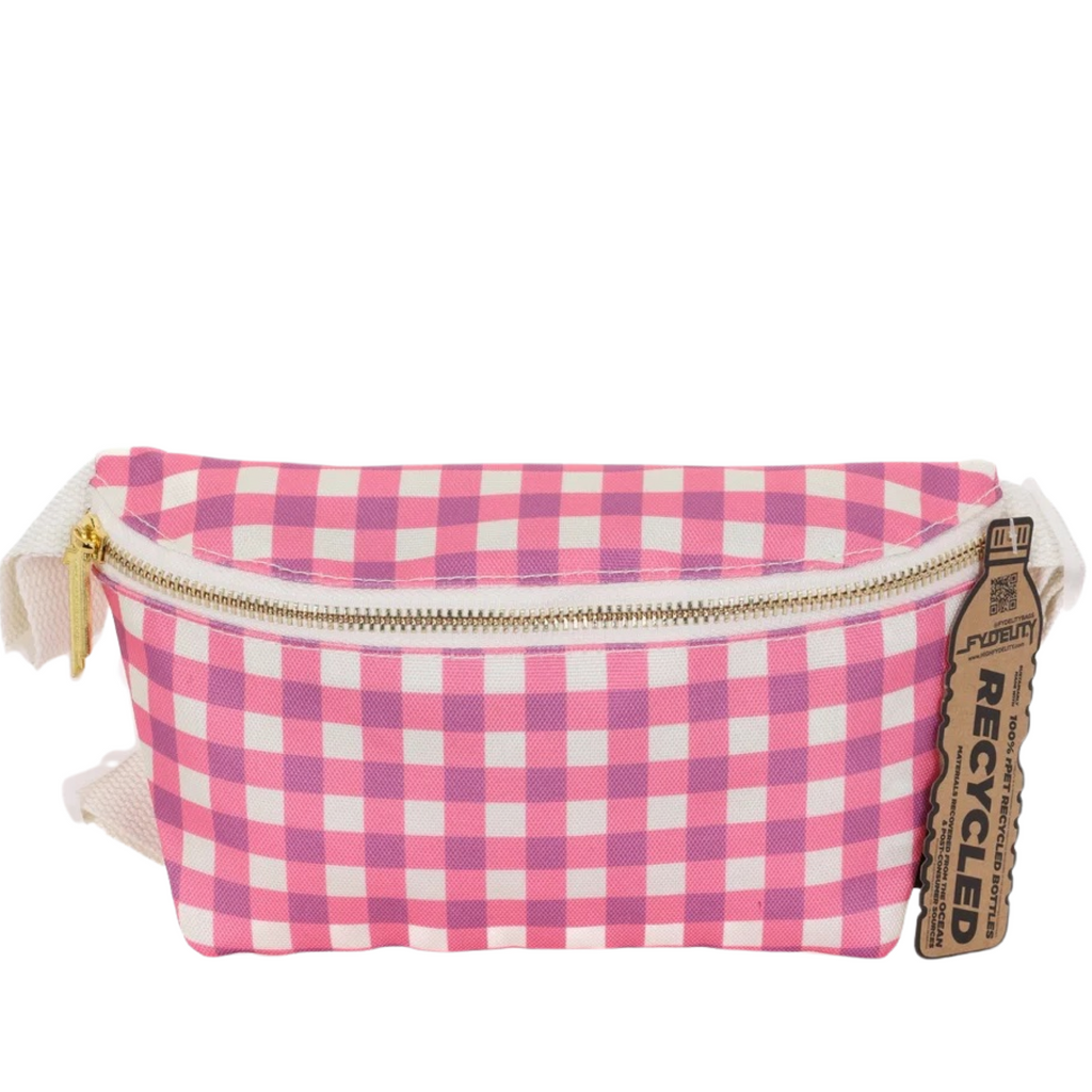 gingham pink : Fanny pack: small: ultra slim