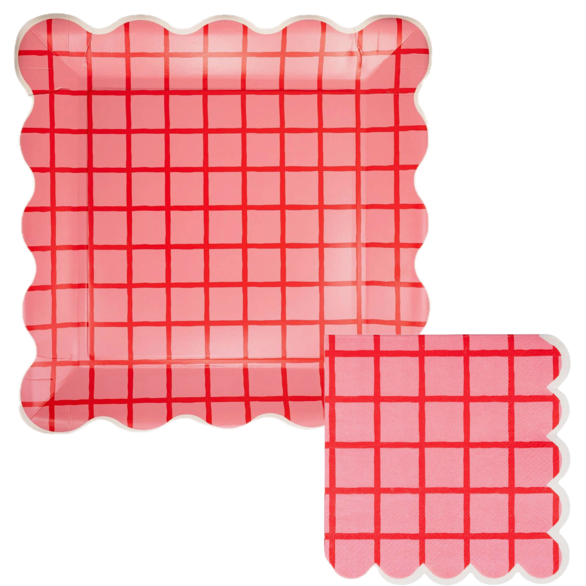 Pink/Red grid paper goods