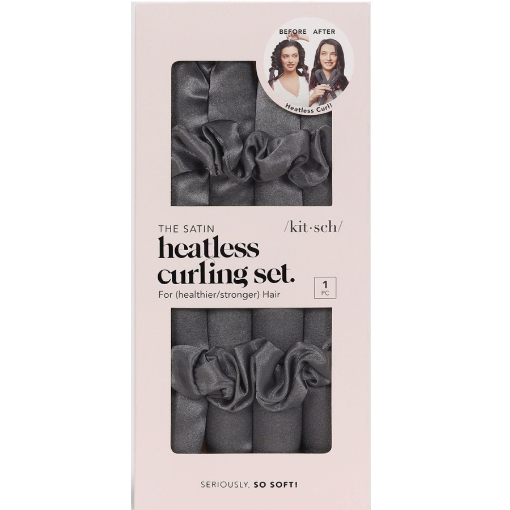 Satin Heatless Curling Set - charcoal