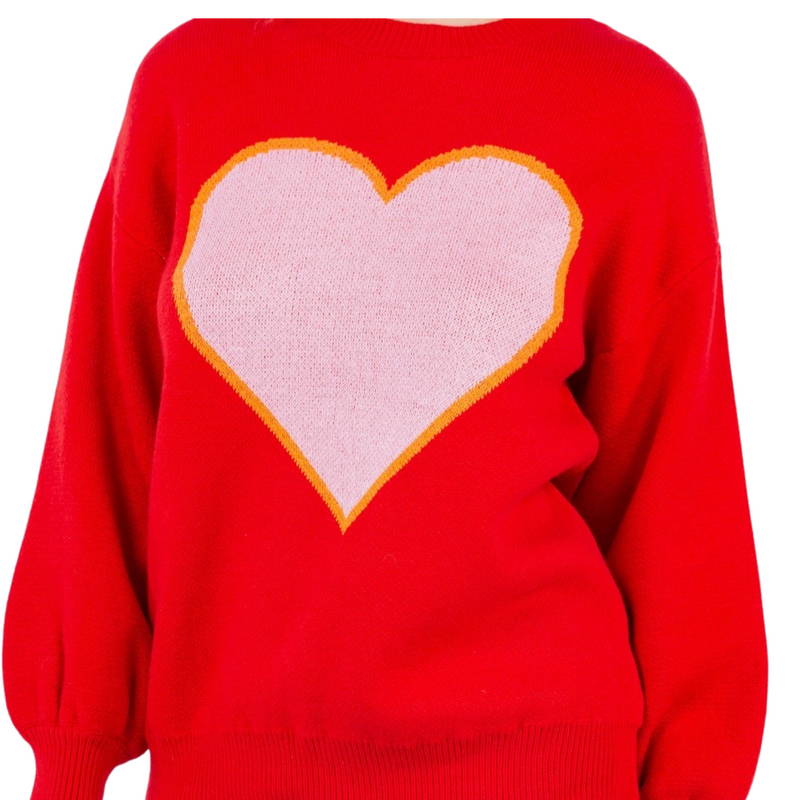 Red: heart sweater