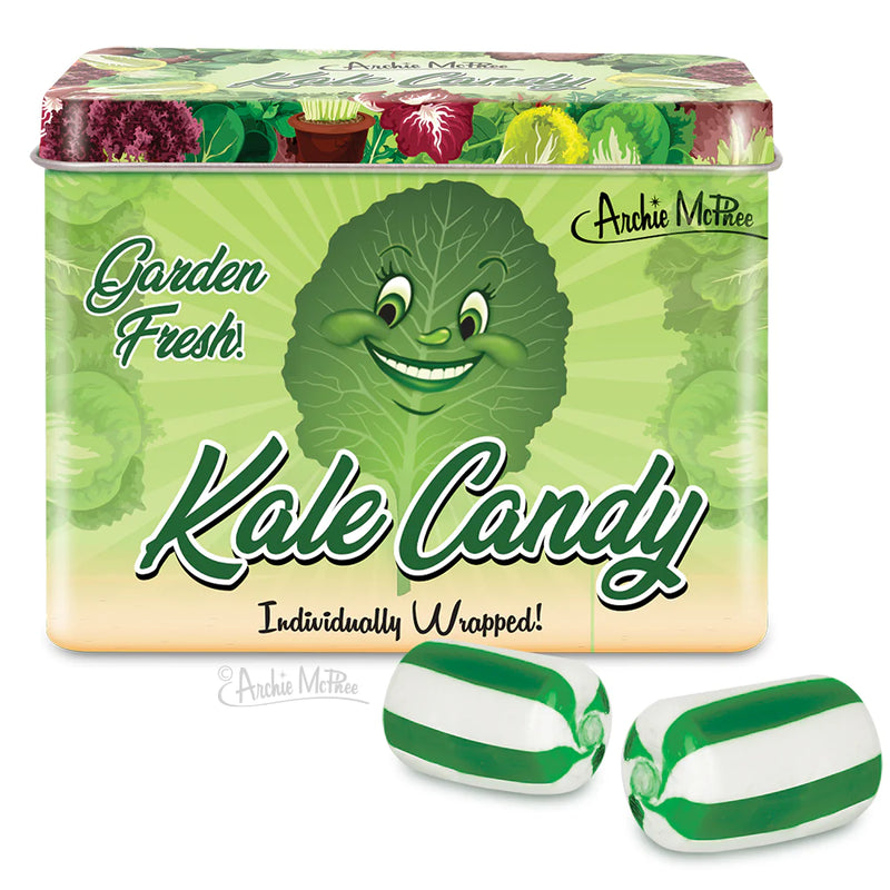 kale candy in tin